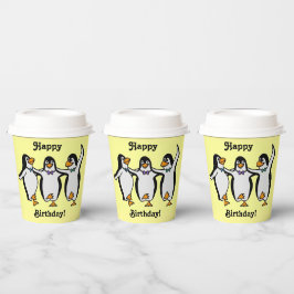 Vrolijk Birthday! Fun Dansende Penguins Papieren Bekers