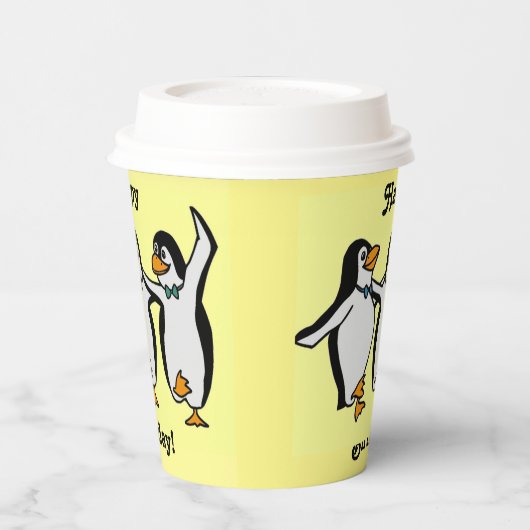 Vrolijk Birthday! Fun Dansende Penguins Papieren Bekers (Links)