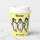 Vrolijk Birthday! Fun Dansende Penguins Papieren Bekers (Achterkant)