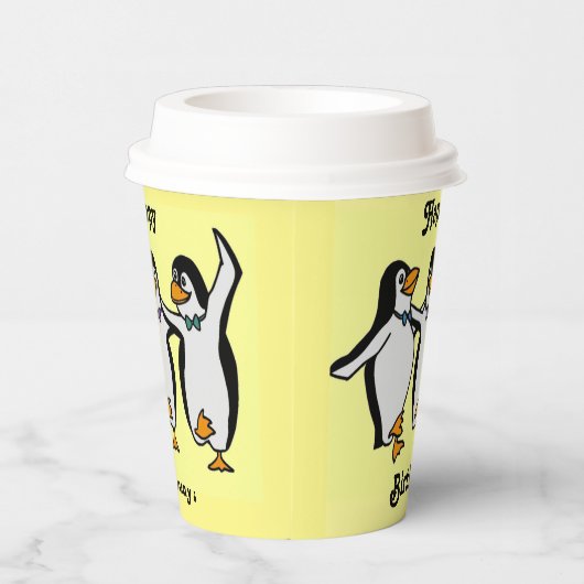 Vrolijk Birthday! Fun Dansende Penguins Papieren Bekers (Rechts)