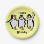 Vrolijk Birthday! Fun Dansende Penguins Papieren Bordje (Voorkant)
