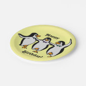 Vrolijk Birthday! Fun Dansende Penguins Papieren Bordje (Gekanteld)