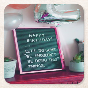 Vrolijk Birthday! Funny Naughty Trouble Kartonnen Onderzetters