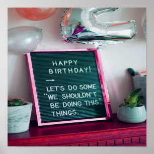 Vrolijk Birthday! Funny Naughty Trouble Poster