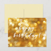Vrolijk Birthday! Glamoureus Gold Sparkles Briefka Briefkaart (Voorkant / Achterkant)