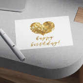Vrolijk Birthday! Glamoureus Gold Sparkles Heart Briefkaart