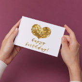 Vrolijk Birthday! Glamoureus Gold Sparkles Heart Briefkaart
