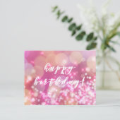 Vrolijk Birthday! Glamoureus Pink Sparkles Briefka Briefkaart (Staand voorkant)