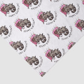 Vrolijk Birthday! Greedy Raccoon Cake Cartoon Tissuepapier (Detail)