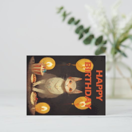 Vrolijk Birthday! - kattepartij Briefkaart (Staand voorkant)