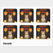 Vrolijk Birthday! - kattepartij Vierkante Sticker (Vel)