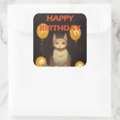 Vrolijk Birthday! - kattepartij Vierkante Sticker (Tas)