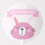 Vrolijk Birthday! | Kute Pink Bunny Kids Birthday Ballon<br><div class="desc">NewParkLane - Cute Kids Birthday Balloon, uitgerust met een baby bunny in leuke roze kleuren, en een gepersonaliseerde 'happy Birthday!' wens in een roze banner. Alle tekstsjablonen zijn gemakkelijk aan te passen voor een gepersonaliseerd ontwerp. Alle tekststijlen, kleuren en grootten kunnen worden aangepast aan uw behoeften. Bekijk dit collectie voor...</div>