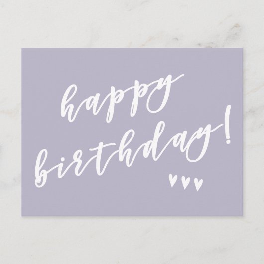 Vrolijk Birthday! Lavender Brush Script Briefkaart (Voorkant)