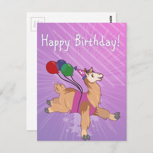 Vrolijk Birthday Llama! Briefkaart (Voorkant / Achterkant)