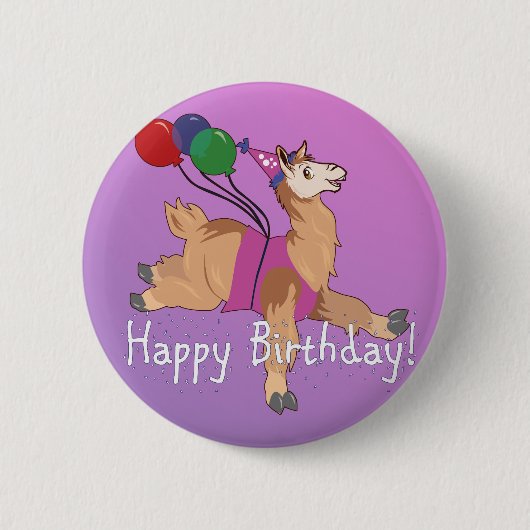 Vrolijk Birthday Llama! Ronde Button 5,7 Cm (Voorkant)