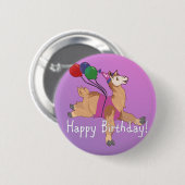 Vrolijk Birthday Llama! Ronde Button 5,7 Cm (Voorkant /achterkant)