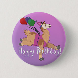 Vrolijk Birthday Llama! Ronde Button 5,7 Cm