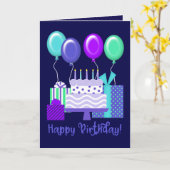 Vrolijk Birthday! | Luchtballonnen, Cadeaus en kac Kaart (Gele Bloem)