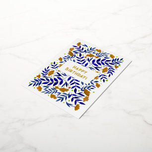 Vrolijk Birthday! Magical Yellow Garden Flowers Folie Feestdagen Briefkaart