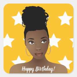 Vrolijk Birthday! Natuurlijke schoonheid, witte st Vierkante Sticker