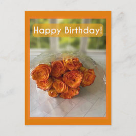 Vrolijk Birthday! Oranje en gele rozen Briefkaart
