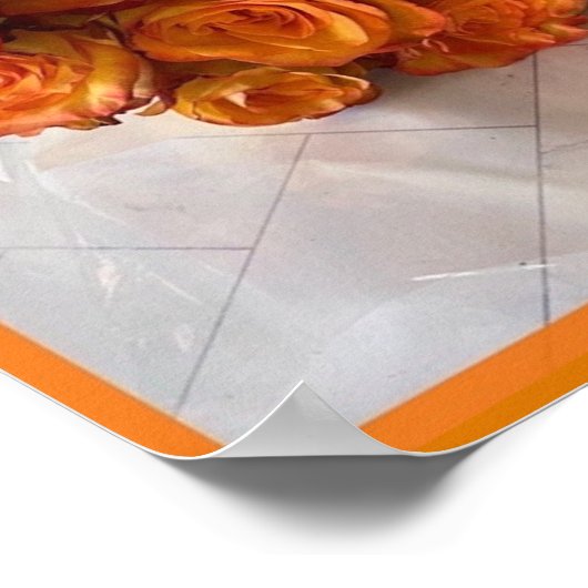 Vrolijk Birthday! Oranje en gele rozen Poster (Hoek)