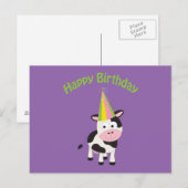 Vrolijk Birthday! Partij Koe Briefkaart (Voorkant / Achterkant)