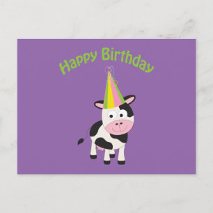 Vrolijk Birthday! Partij Koe Briefkaart