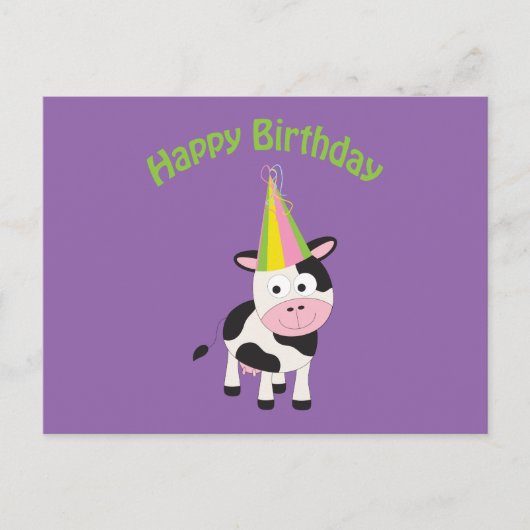 Vrolijk Birthday! Partij Koe Briefkaart (Voorkant)