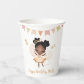 Vrolijk Birthday! Princess Ballerina w/Bow Birthda Papieren Bekers (Voorkant)