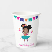 Vrolijk Birthday! Princess Ballerina w/Bow Birthda Papieren Bekers (Achterkant)