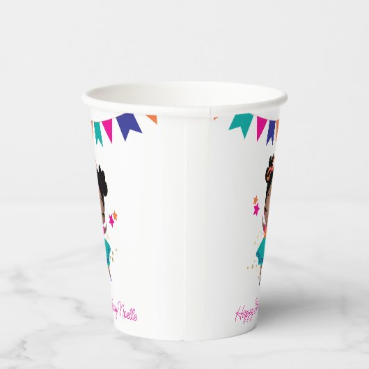 Vrolijk Birthday! Princess Ballerina w/Bow Birthda Papieren Bekers (Rechts)