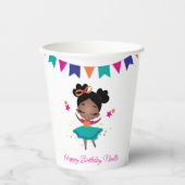 Vrolijk Birthday! Princess Ballerina w/Bow Birthda Papieren Bekers (Voorkant)