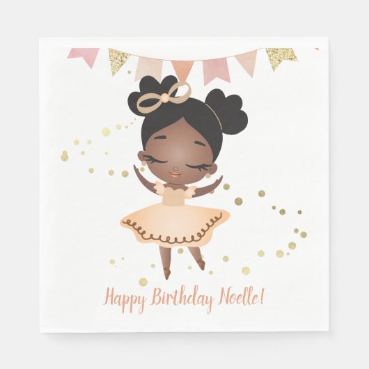 Vrolijk Birthday! Princess Ballerina w/Bow Servet (Voorkant)