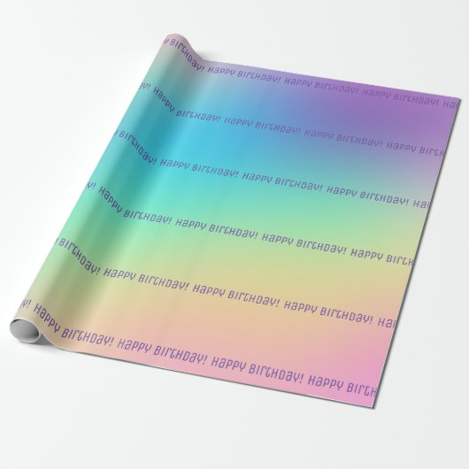 Vrolijk Birthday! Regenbooggradiënt, omlooppapier Cadeaupapier (Uitgerold)
