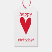 Vrolijk Birthday! Rode Labels voor hartstift Cadeaulabel (Voorkant)