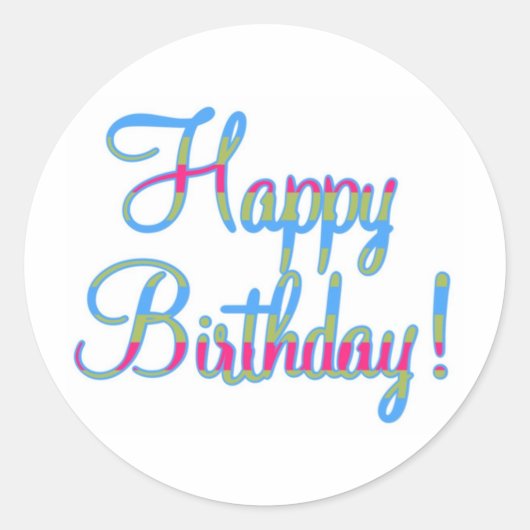 Vrolijk Birthday! Ronde Sticker (Voorkant)