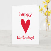 Vrolijk Birthday! Rood hart Wenskaart Kaart (Gele Bloem)