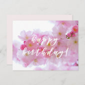 Vrolijk Birthday! Roze Briefkaart van de Cherry Fl (Voorkant / Achterkant)