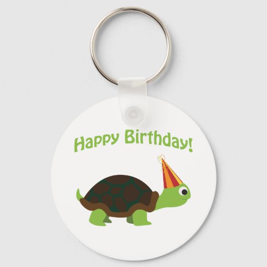 Vrolijk Birthday! Schildpad Sleutelhanger (Voorkant)