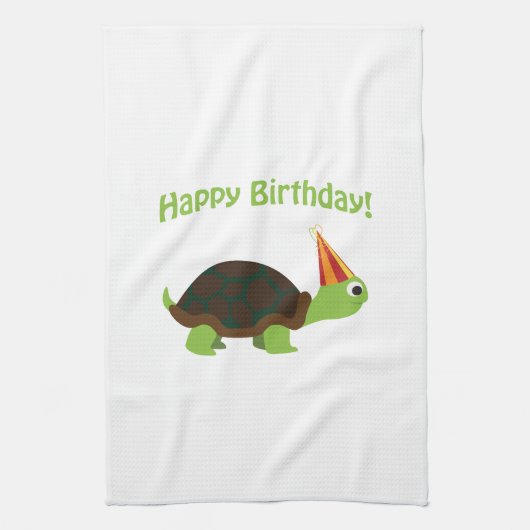 Vrolijk Birthday! Schildpad Theedoek (Verticaal)