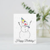 Vrolijk Birthday! Snowman Briefkaart (Staand voorkant)