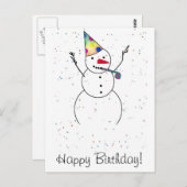 Vrolijk Birthday! Snowman Briefkaart (Voorkant / Achterkant)