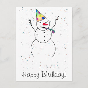 Vrolijk Birthday! Snowman Briefkaart