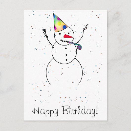 Vrolijk Birthday! Snowman Briefkaart (Voorkant)