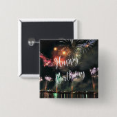Vrolijk Birthday! Spectaculair vuurwerk Vierkante Button 5,1 Cm (Voorkant /achterkant)