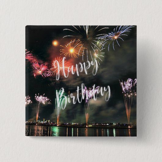 Vrolijk Birthday! Spectaculair vuurwerk Vierkante Button 5,1 Cm (Voorkant)