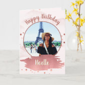 Vrolijk Birthday! | Uw foto en metallisch Roos Gol Kaart (Gele Bloem)