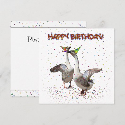 Vrolijk Birthday! Van partijganzen Kaart (Voorkant / Achterkant)